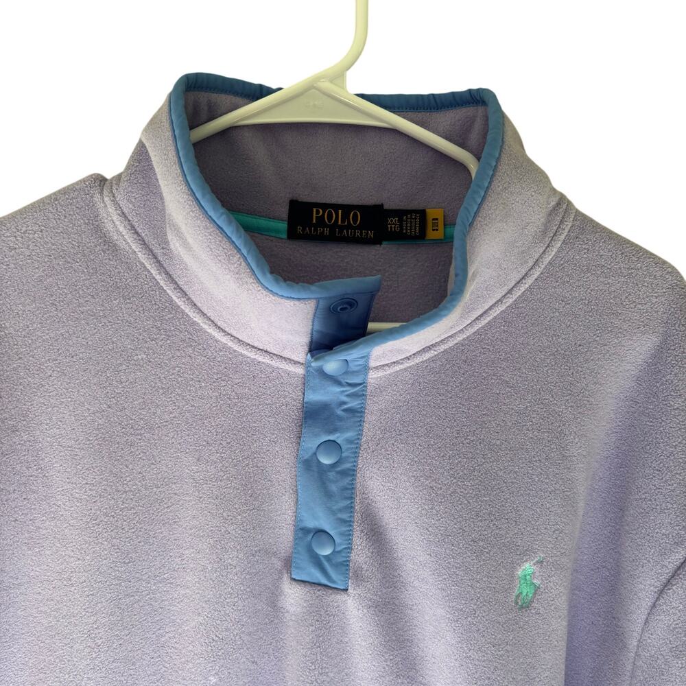 Polo Ralph Lauren Men's Brushed Fleece Mockneck Pullover Lavender XXL - Picture 3 of 9